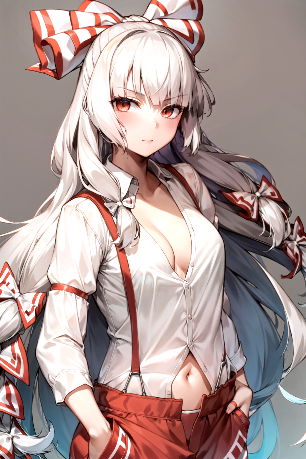 05478-2028859242-masterpiece, best quality, ,1girl, fujiwara no mokou,very long hair,cleavage,navel, suspenders, long sleeves,red eyes, white hai.png